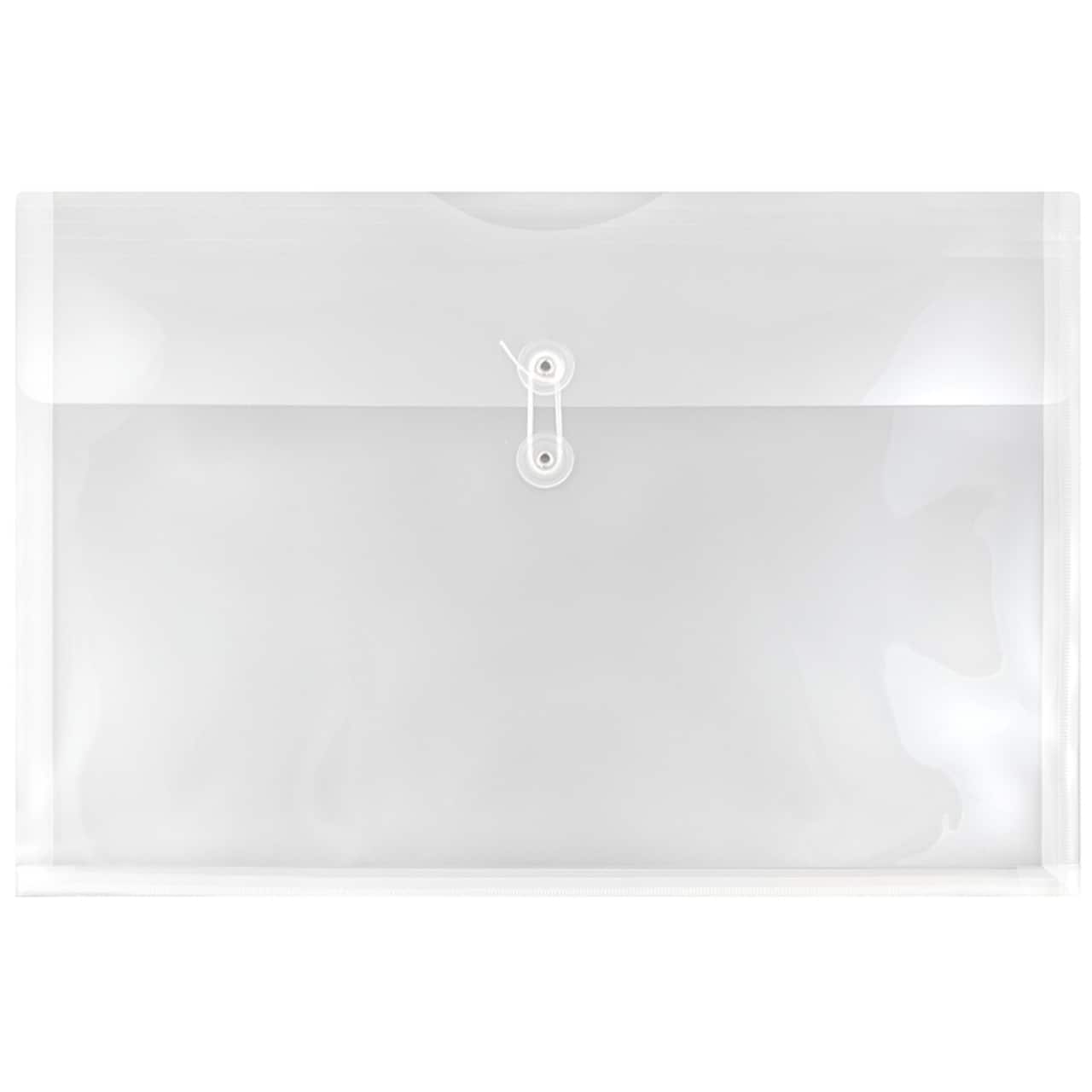 JAM Paper 12" x 18" Clear Plastic Button & String Tie Closure Envelopes, 12ct.